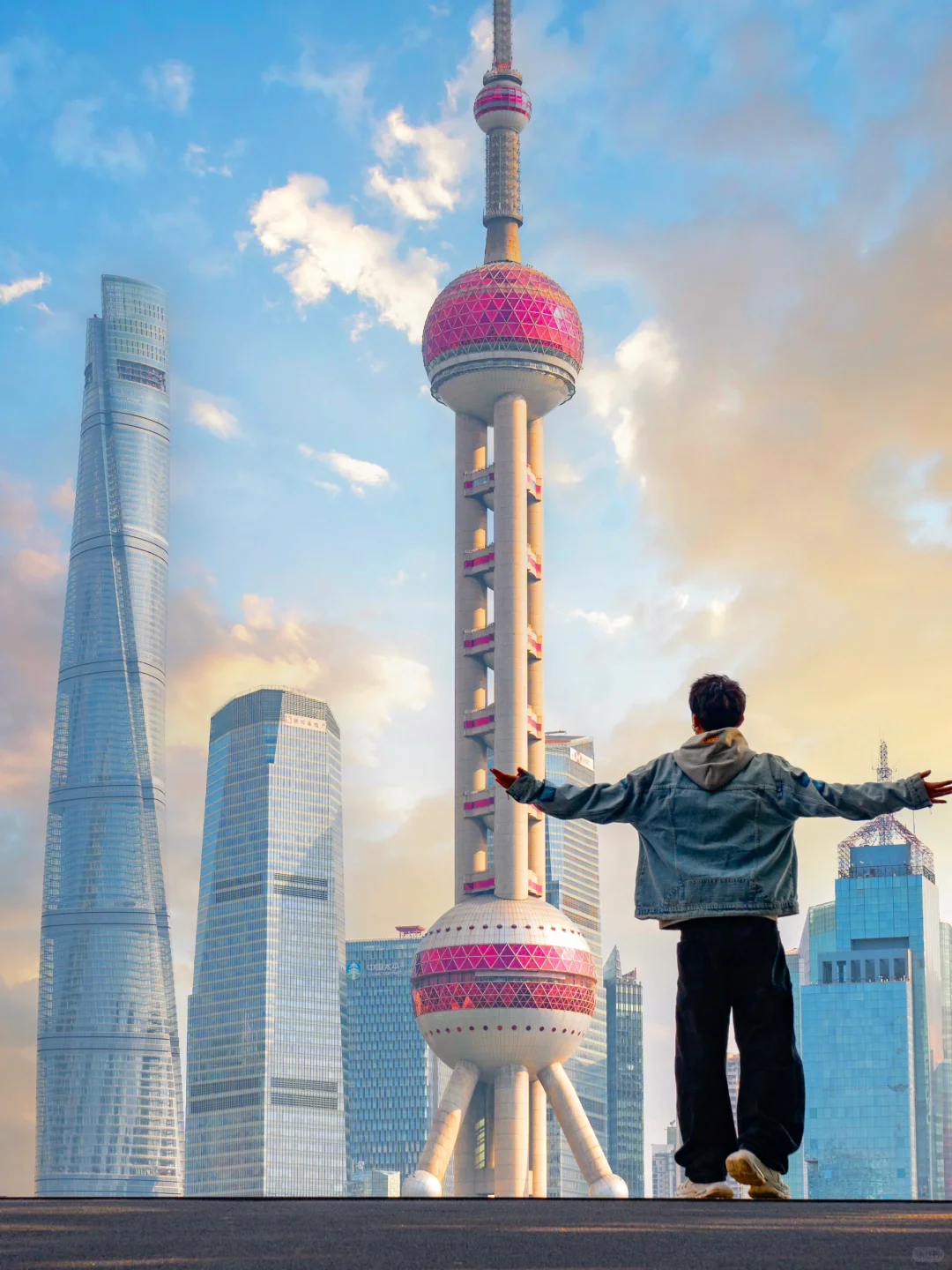 Shanghai skyline along the Yangtze River at sunset
