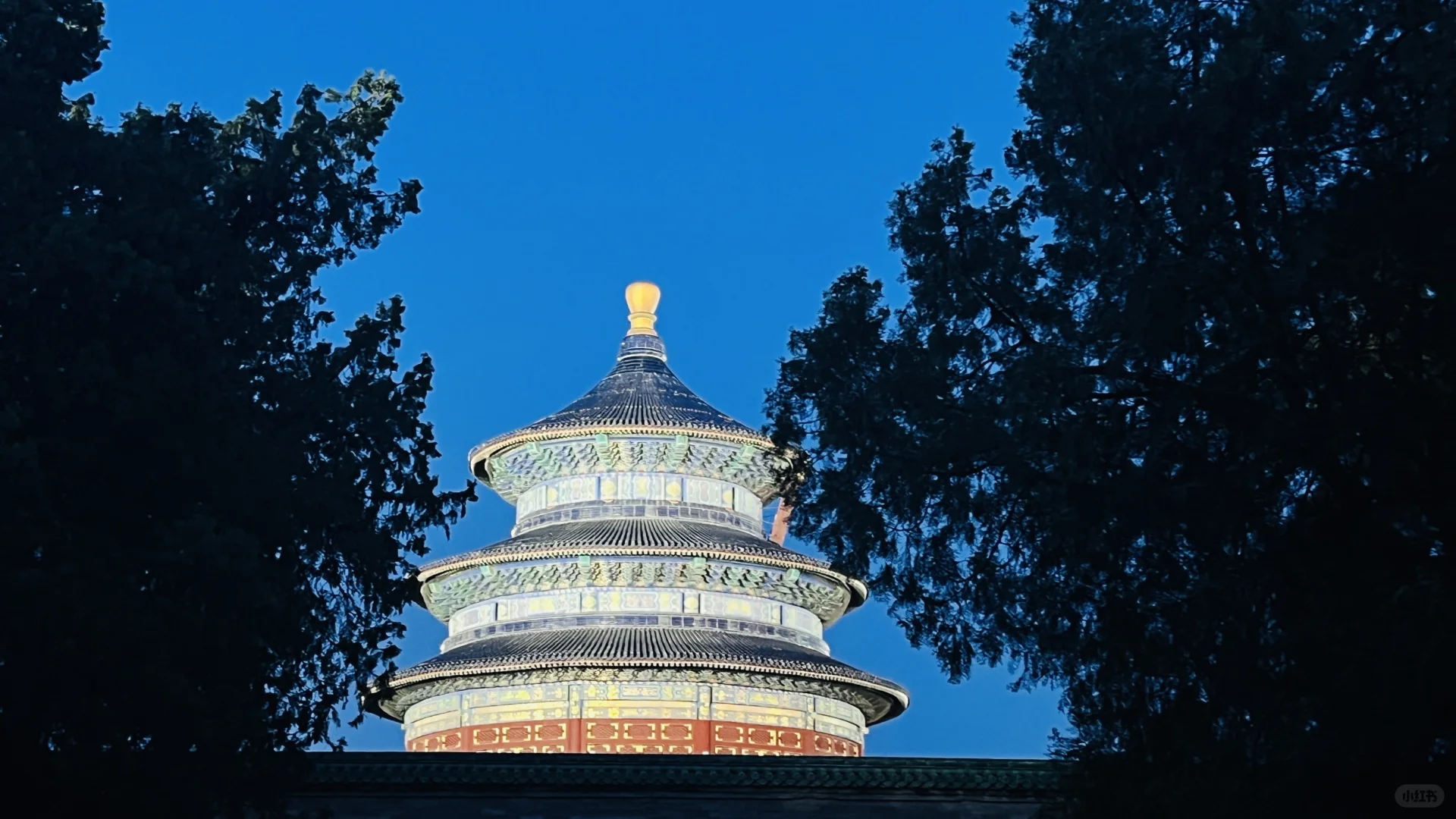 Temple of Prayer at night illuminated with soft warm lights