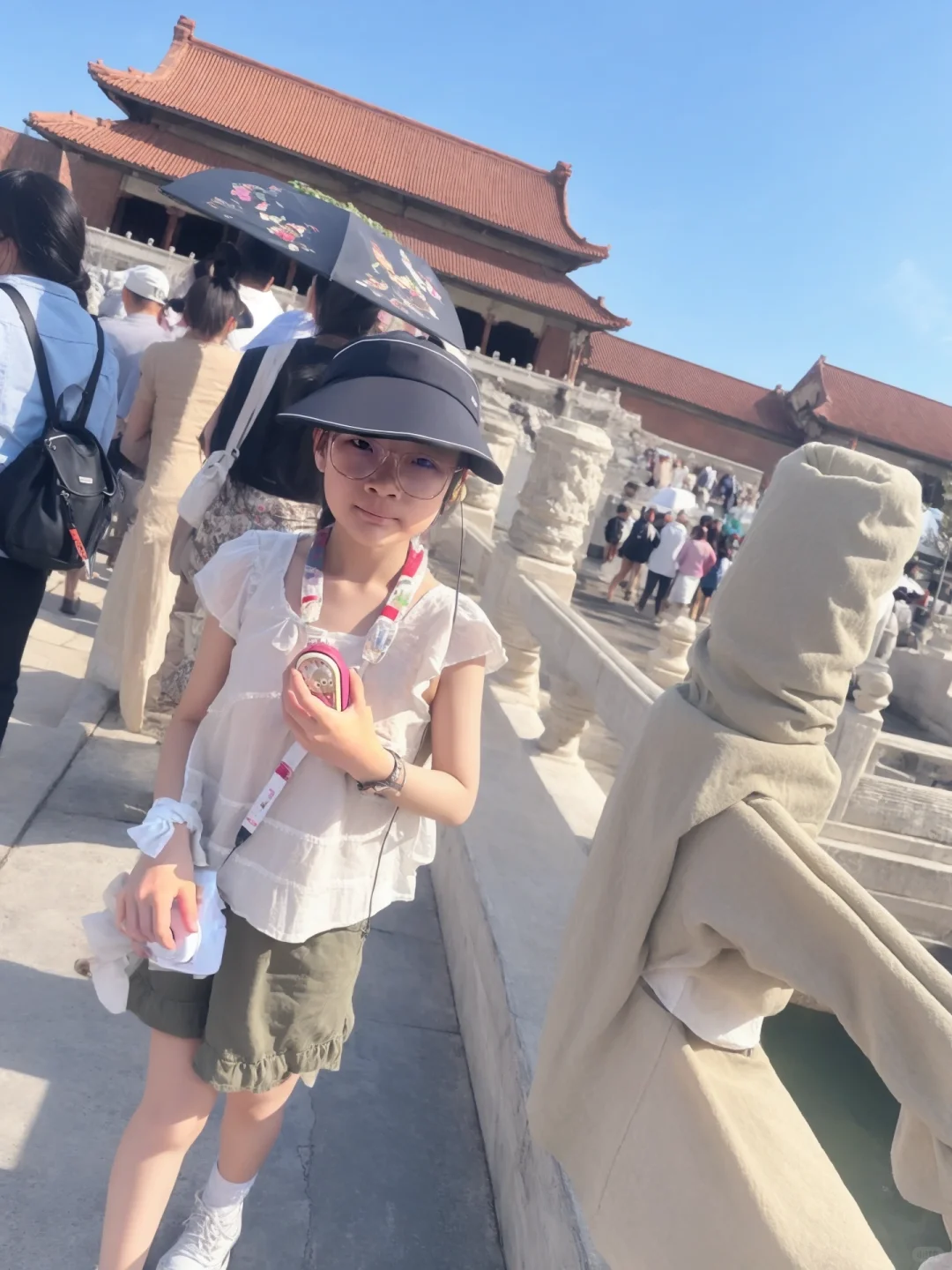 Family at the Great Wall of China in summer