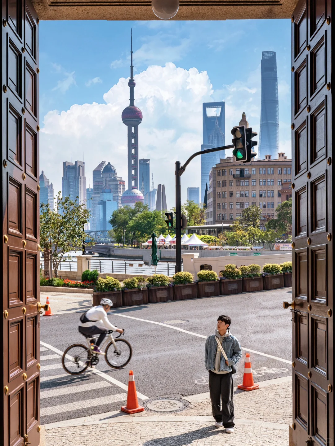Street view showing a mix of historic and modern architecture in Shanghai