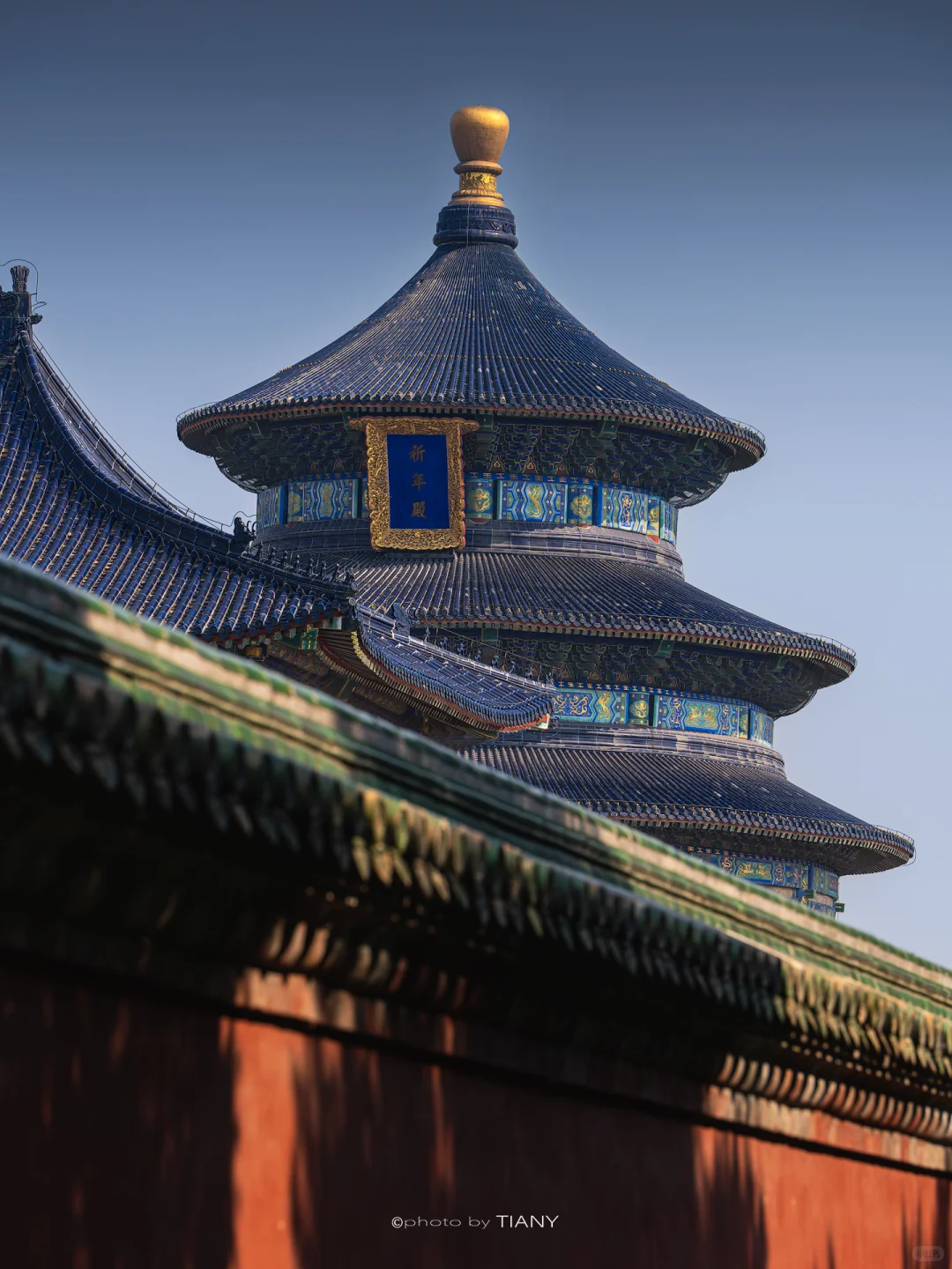 Detailed close-up of Zenium Temple carved roof