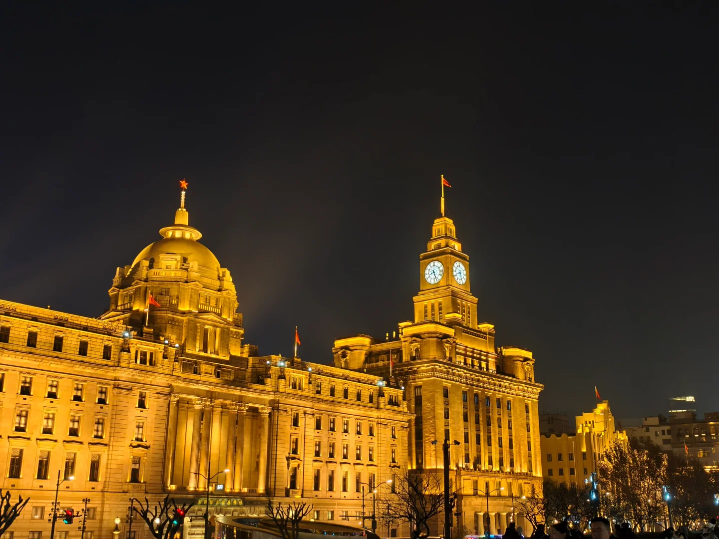 Shanghai Bund skyline lit up at night