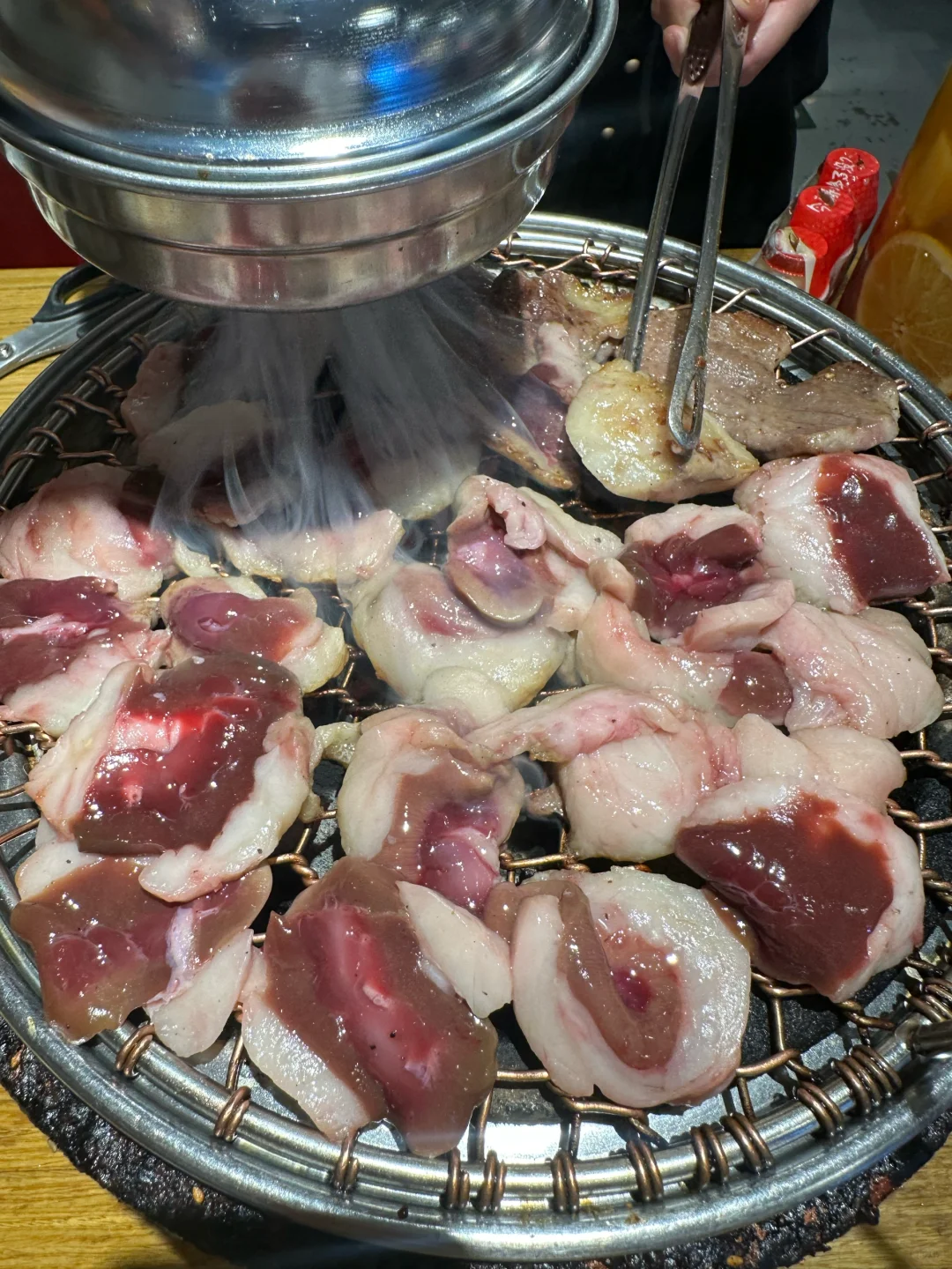 Skewers grilling on a Beijing barbecue street cart