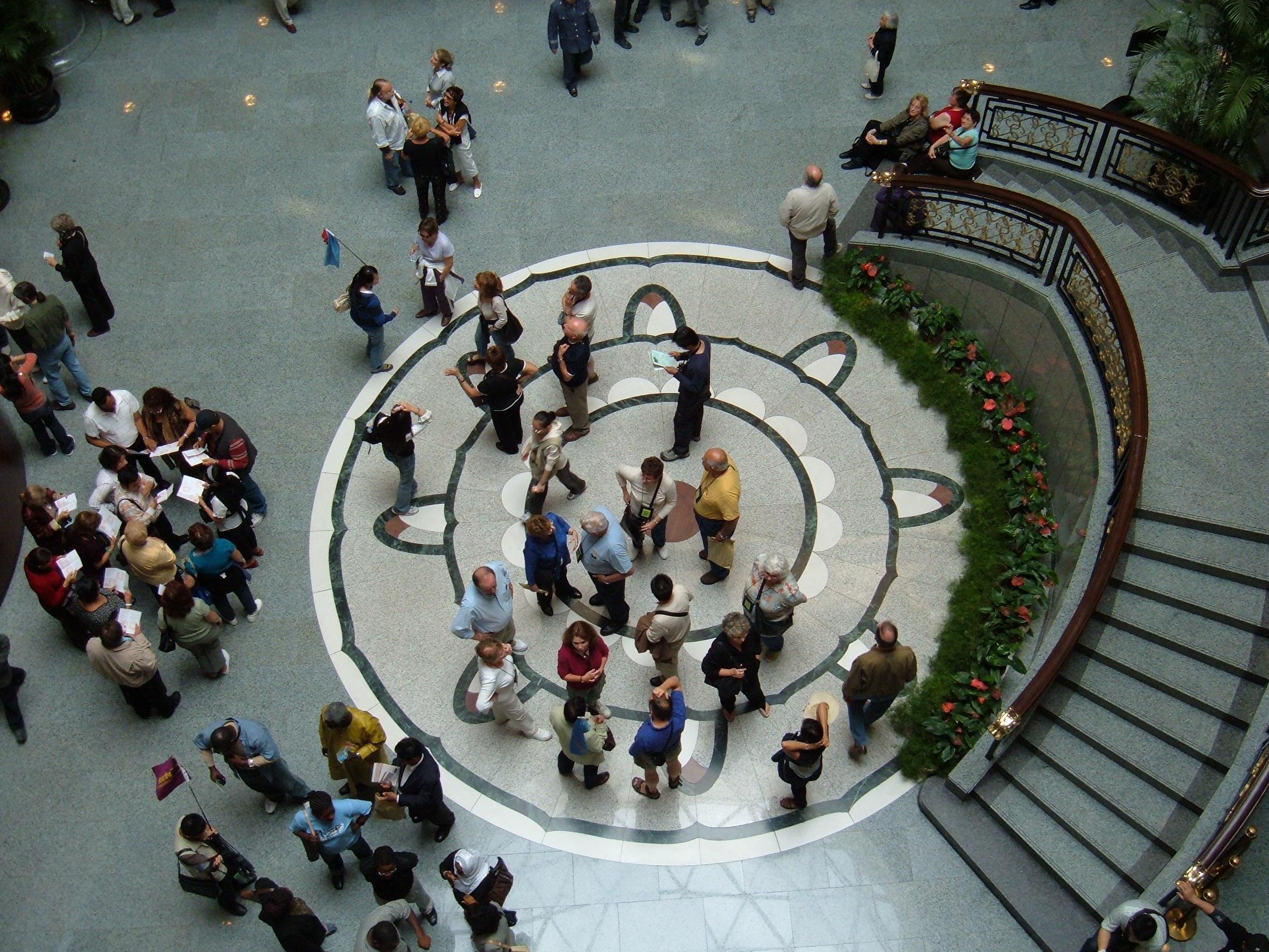 Visitors in the ground-floor atrium of the Shanghai Museum